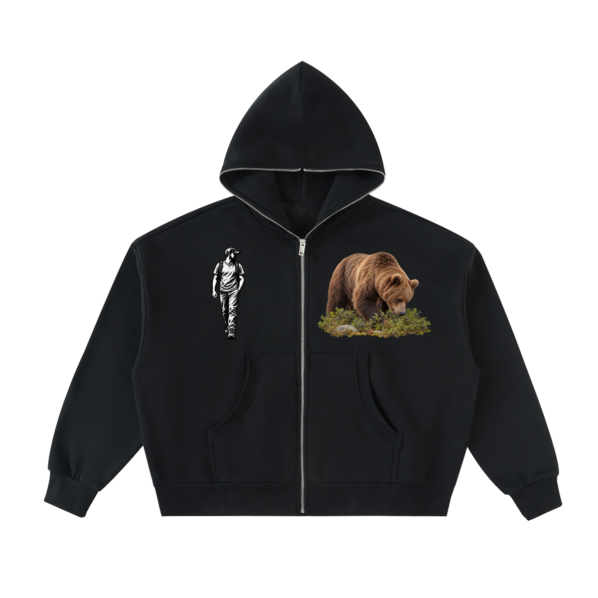 I choose the bear fleeced Full-Zip Boxy Hoodie